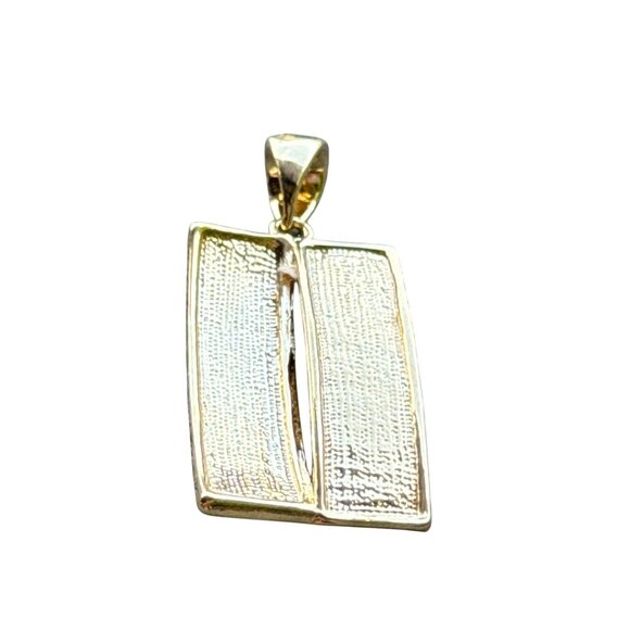 Modern Gold Textured Rectangle Pendant Geometric Design Unisex Minimalist - Picture 5 of 16